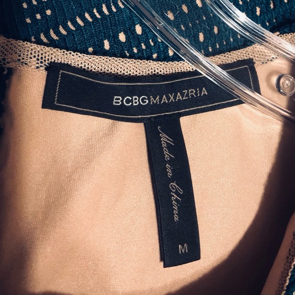 NWOT BCBGMaxAzria Green Daina Teal Mesh Fit & Flare Cocktail Dress. Size M - Picture 12 of 12